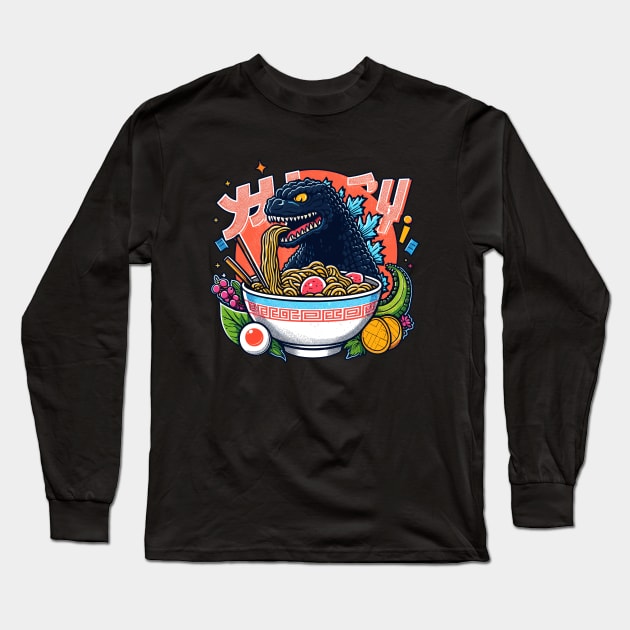 Godzilla Noodle Power Long Sleeve T-Shirt by Gofart